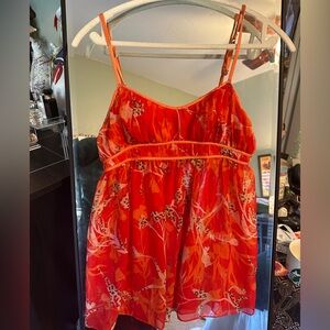Victoria's Secret "Very Sexy" Red and Orange Sheer Chemise